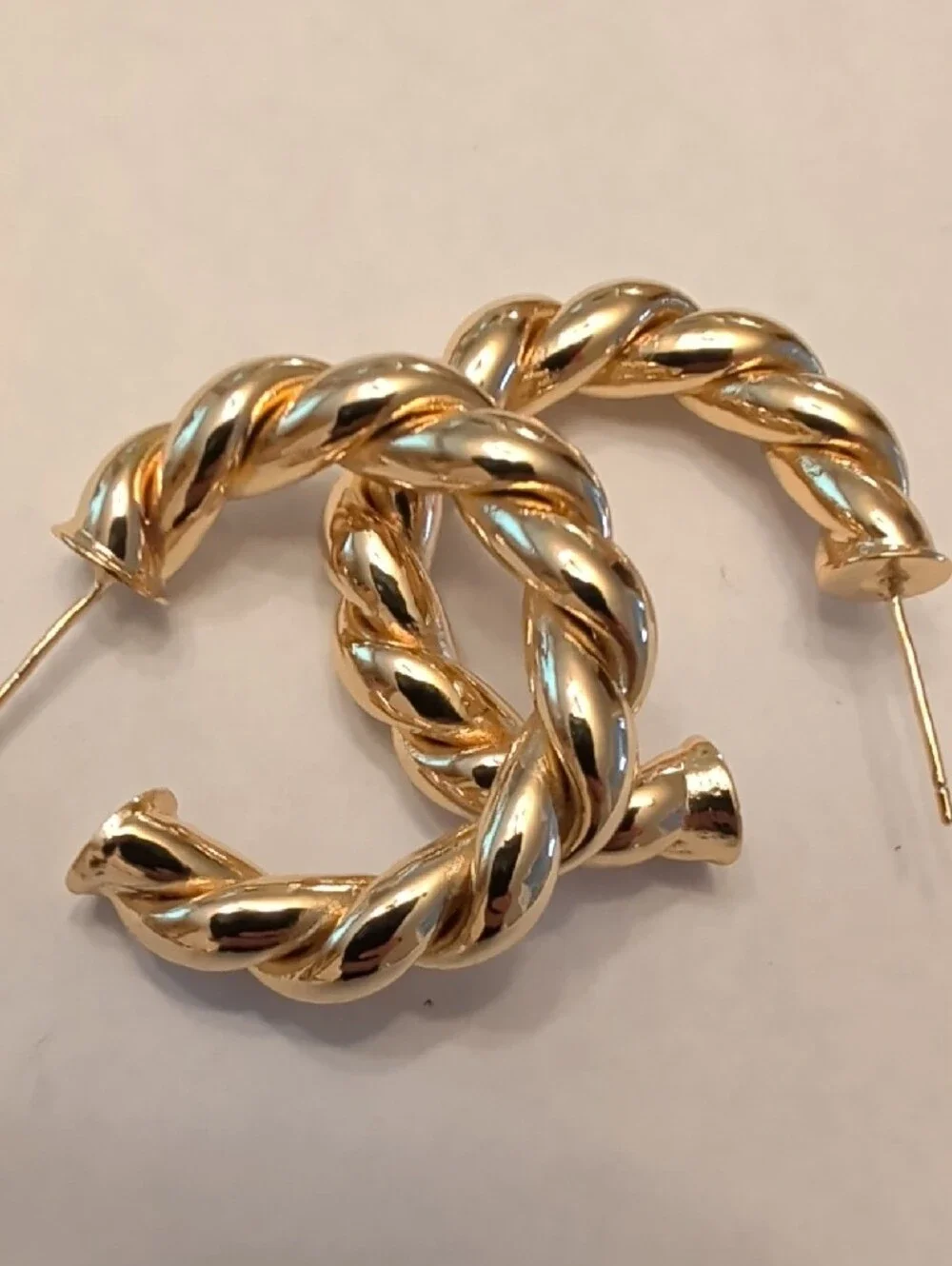 Gold Tone Twisted Hoop Earrings - Women Jewelry